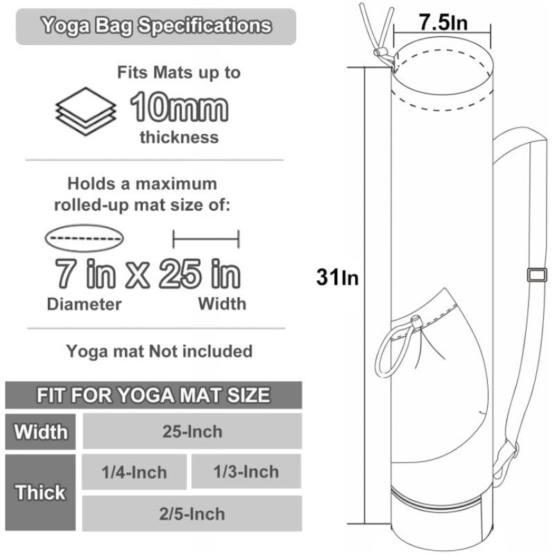 NNEDSZ Off White Durable Yoga Mat Carry Bag - Multi-Functional Fitness Backpack with Wet Pocket(Mugs are filming props, not included)